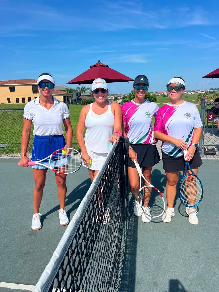 Ladies doubles at the net